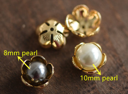 10pcs Gold/ Silver Floral Bead Caps 13mm, Gold/ Rhodium plated Brass, Lead Nickel Free (GB-055)