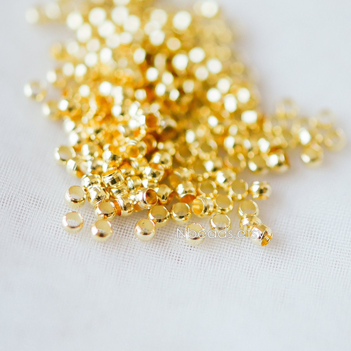 500pcs Gold/ Silver tone Round Crimp Beads 2mm, Gold/ Rhodium plated Brass, Jewelry Making Supplies Wholesale (GB-234)