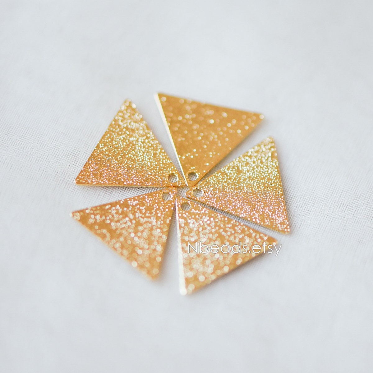 10pcs Gold plated Brass Triangle Charms 15mm, Matte Flat Triangle Disc Pendants (GB-265-B)