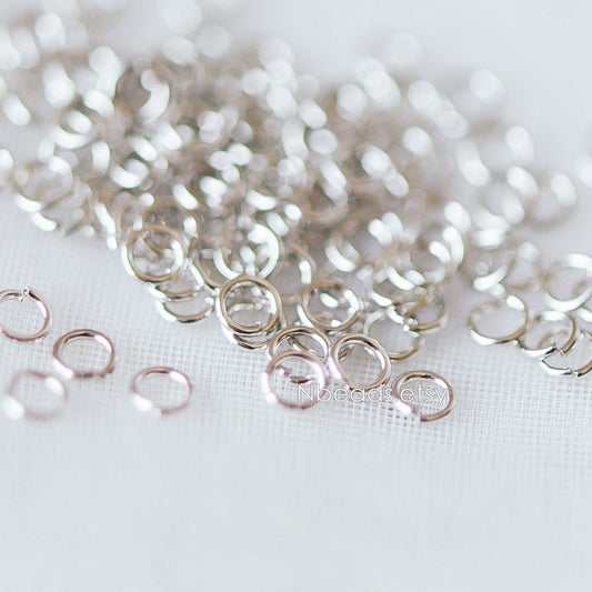 200pcs Silver tone Open Jump Rings, Rhodium plated Stainless Steel Split Rings, 2.5/ 3/ 5mm by 0.4mm Thin Loop, Connect Tiny Chain (#GB-246)