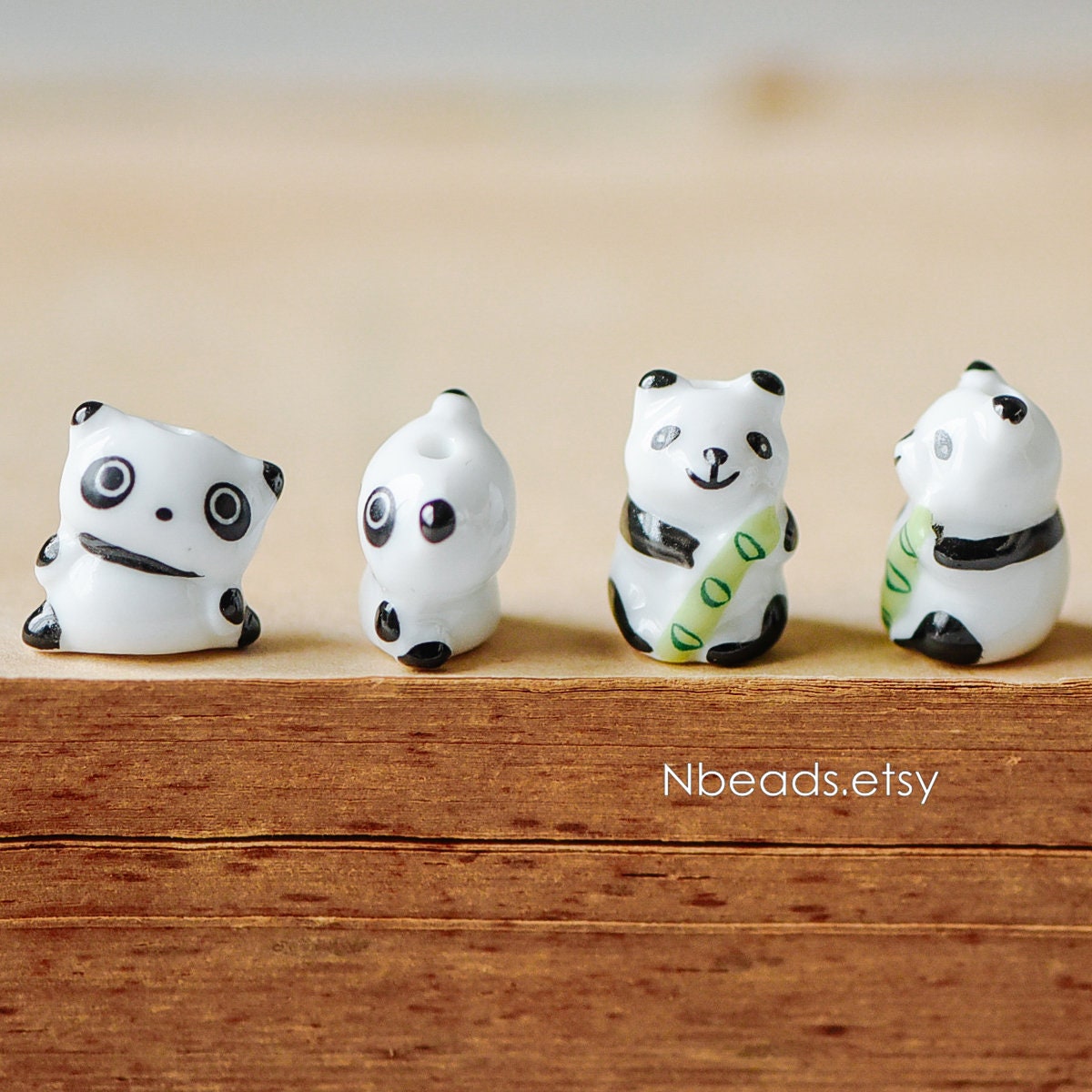 10pcs Ceramic Panda beads, Kawaii Porcelain Panda, Lovely Animal Beads -(TC-137)