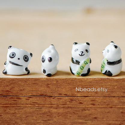 10pcs Ceramic Panda beads, Kawaii Porcelain Panda, Lovely Animal Beads -(TC-137)