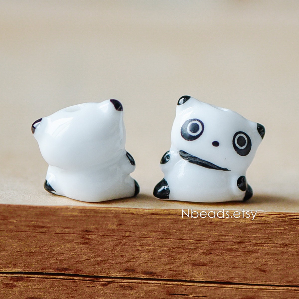 10pcs Ceramic Panda beads, Kawaii Porcelain Panda, Lovely Animal Beads -(TC-137)