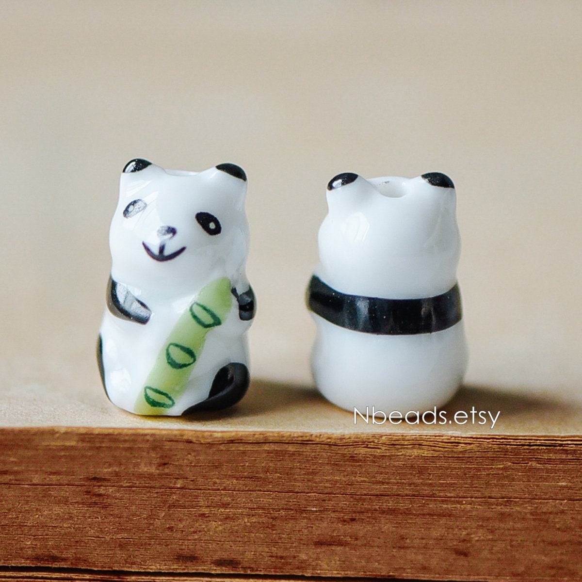 10pcs Ceramic Panda beads, Kawaii Porcelain Panda, Lovely Animal Beads -(TC-137)