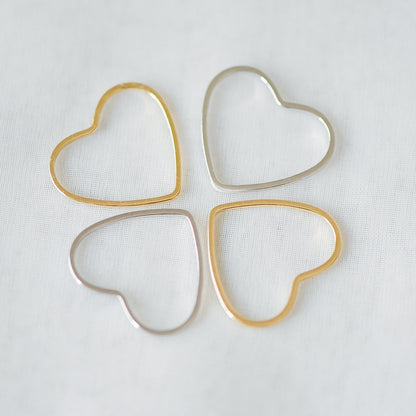 10pcs Gold/ Silver Heart Link Connector Charms 21mm, Real Gold/ Rhodium plated Brass Geometric Pendants (GB-101)