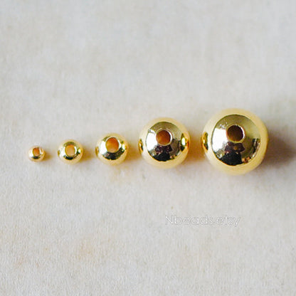 Gold/ Silver tone Smooth Round Spacer Beads, 2/ 3/ 4/ 6/ 7/ 8mm, Gold/ Rhodium plated Brass Spacers Wholesale, Lead Nickel Free (GB-019)