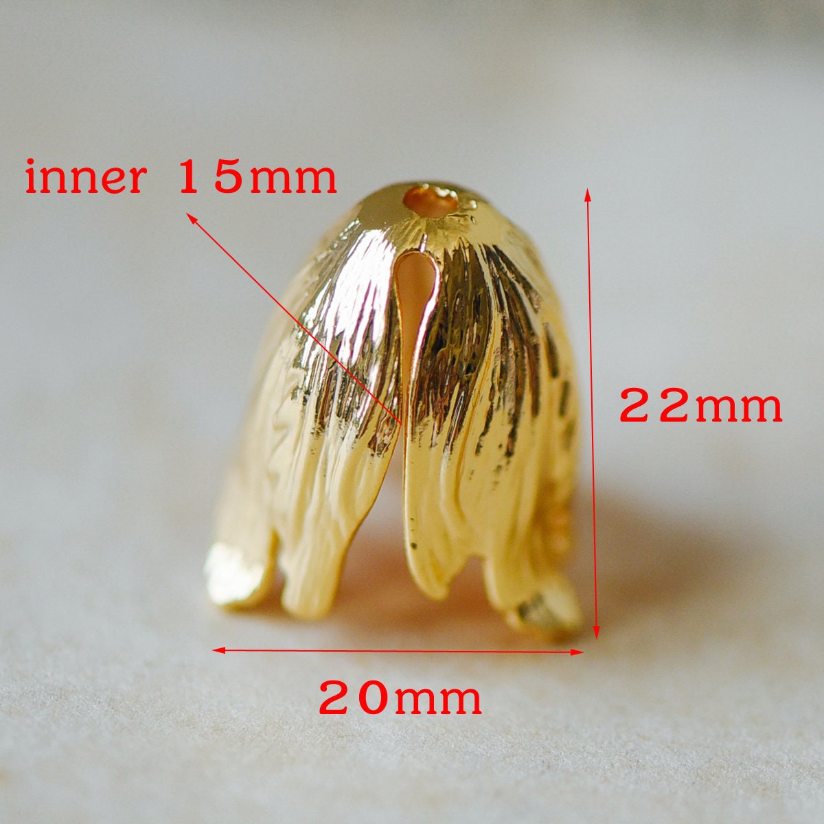 10pcs Large Flower Bead Caps, Real Gold/ Rhodium plated Brass Tulip Cap, Floral Tassel Caps, Lead Nickel Free (GB-057)