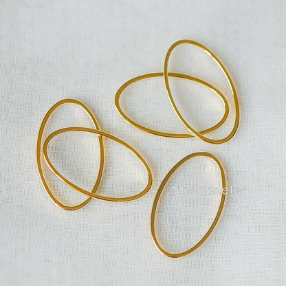 10pcs Gold Oval Link Charms, Real Gold plated Brass, Geometric Hoop Connector Pendants (GB-296)