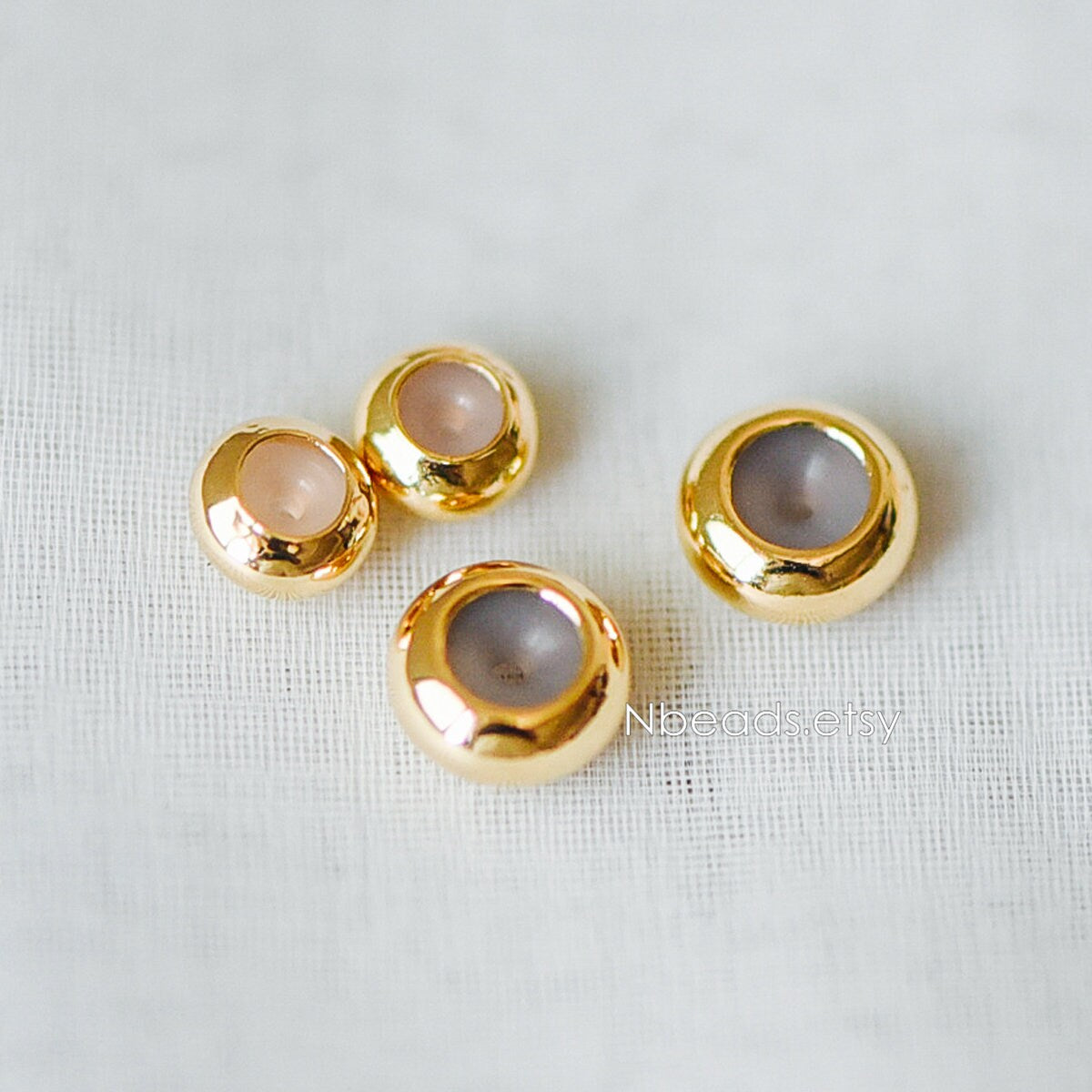 10pcs Gold/ Silver Tone Rondelle Rubber Stopper Beads 4/ 4.5/ 5.5/ 7.5mm, Gold/ Rhodium plated Brass Charm Holder Connector (GB-328)