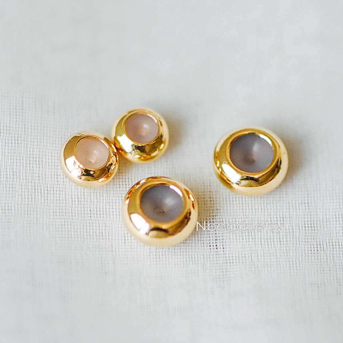 10pcs Gold/ Silver Tone Rondelle Rubber Stopper Beads 4/ 4.5/ 5.5/ 7.5mm, Gold/ Rhodium plated Brass Charm Holder Connector (GB-328)