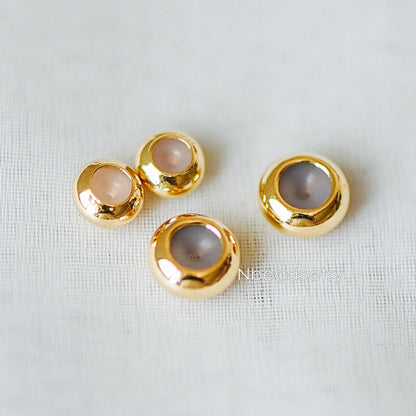 10pcs Gold/ Silver Tone Rondelle Rubber Stopper Beads 4/ 4.5/ 5.5/ 7.5mm, Gold/ Rhodium plated Brass Charm Holder Connector (GB-328)