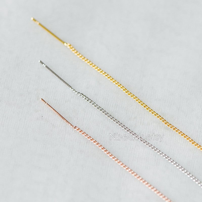 10pcs Gold/ Silver/ Rose Gold Threader Earrings, Earwire Thread with Open Jump Ring, Earring Components Wholesale (GB-333-A)