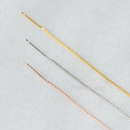 10pcs Gold/ Silver/ Rose Gold Threader Earrings, Earwire Thread with Open Jump Ring, Earring Components Wholesale (GB-333-A)