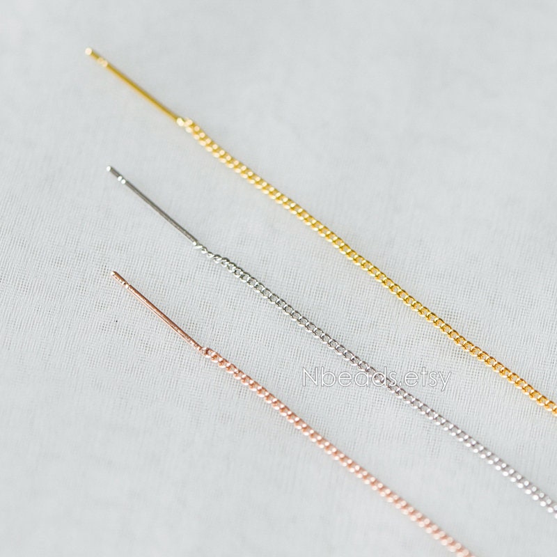 10pcs Gold/ Silver/ Rose Gold Threader Earrings, Earwire Thread with Open Jump Ring, Earring Components Wholesale (GB-333-A)