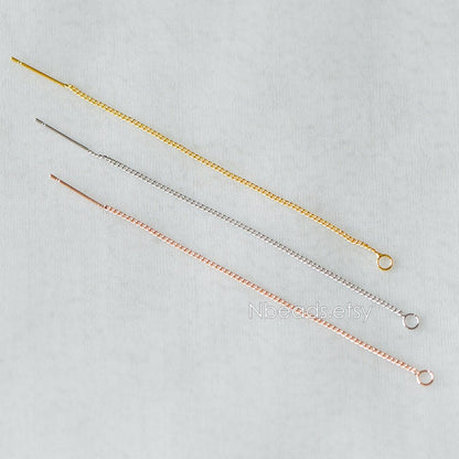 10pcs Gold/ Silver/ Rose Gold Threader Earrings, Earwire Thread with Open Jump Ring, Earring Components Wholesale (GB-333-A)
