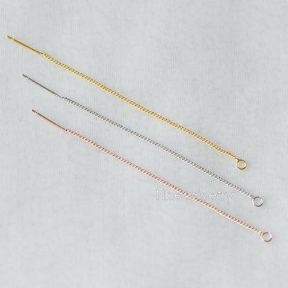 10pcs Gold/ Silver/ Rose Gold Threader Earrings, Earwire Thread with Open Jump Ring, Earring Components Wholesale (GB-333-A)
