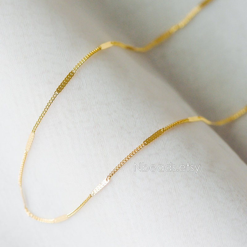 Dainty Gold/ Silver tone Flat Link Chains 1.9mm, Real Gold/ Rhodium plated on Brass Tiny Chain (#LK-177)/ 1 Meter=3.3 ft