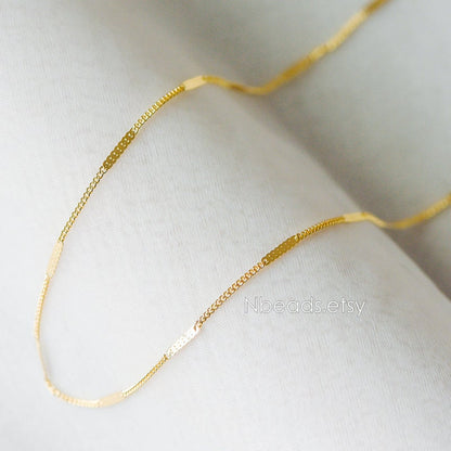 Dainty Gold/ Silver tone Flat Link Chains 1.9mm, Real Gold/ Rhodium plated on Brass Tiny Chain (#LK-177)/ 1 Meter=3.3 ft