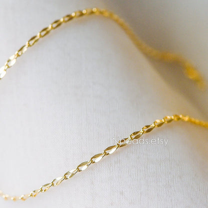 Gold/ Rhodium plated Brass Double Bar Linked Chains 2mm, Color Color Not Easily Tarnish (#LK-178)/ 1 Meter=3.3 ft