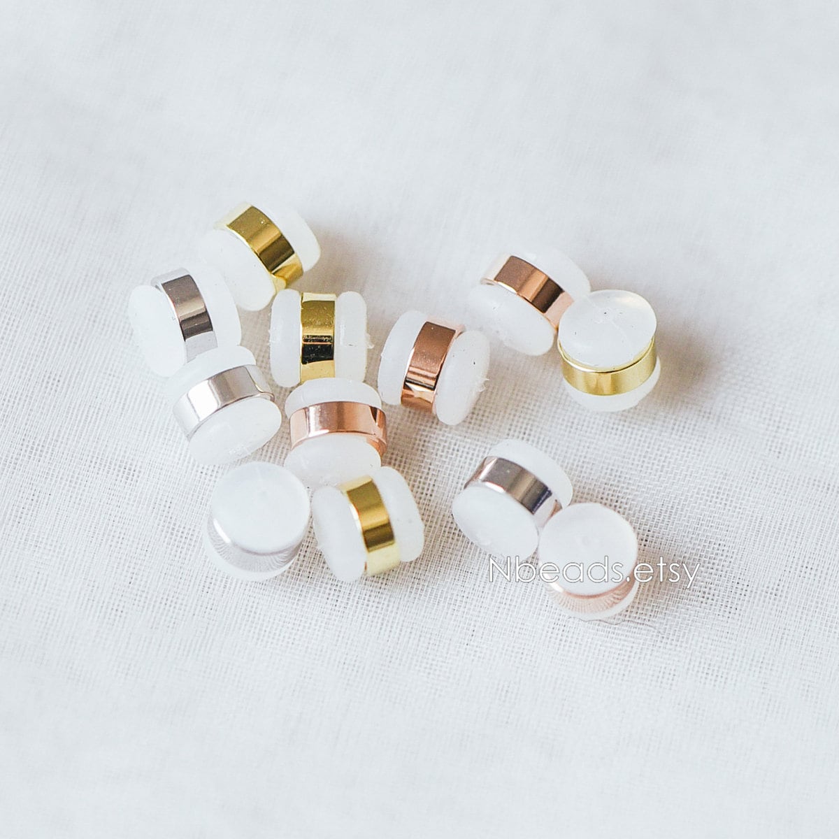 20pcs Rubber Ear Nuts, Earring Back Stoppers 5.5mm, Gold/ Silver/ Rose Gold, Earring Component Findings (#GB-651-B)