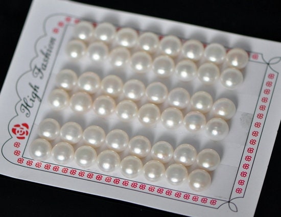Half-Drilled Freshwater Button Pearls, 2.5-10mm Multi Sizes, Half Pearl Cabochons for Earring Studs -(PL12)