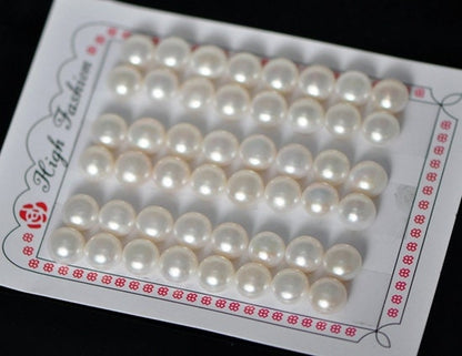 Half-Drilled Freshwater Button Pearls, 2.5-10mm Multi Sizes, Half Pearl Cabochons for Earring Studs -(PL12)