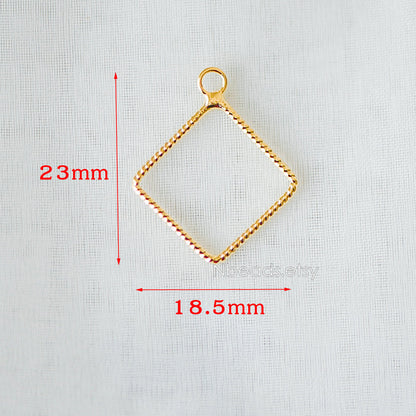10pcs Gold plated Brass Geometric Pendants, Circle Heart Square Charms, Color Not Easily Tarnish (GB-268)