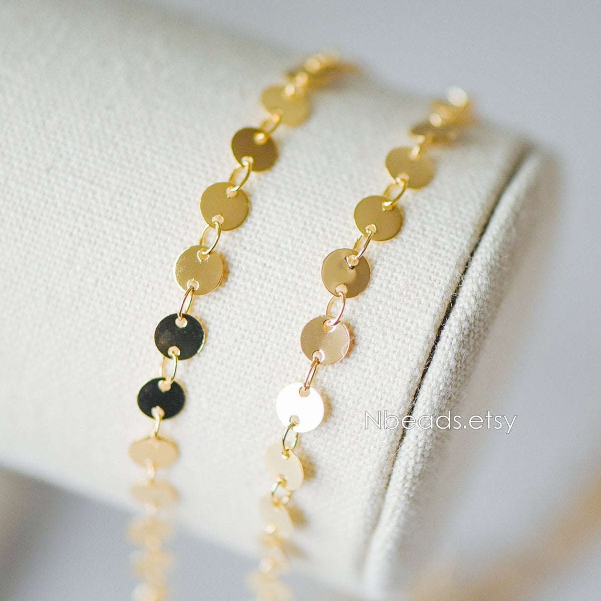 Gold/ Silver tone Round Disc Chains 4mm/ 5mm, Handmade Disk Geometric Chain (#LK-154)/ 1 Meter=3.3 feet