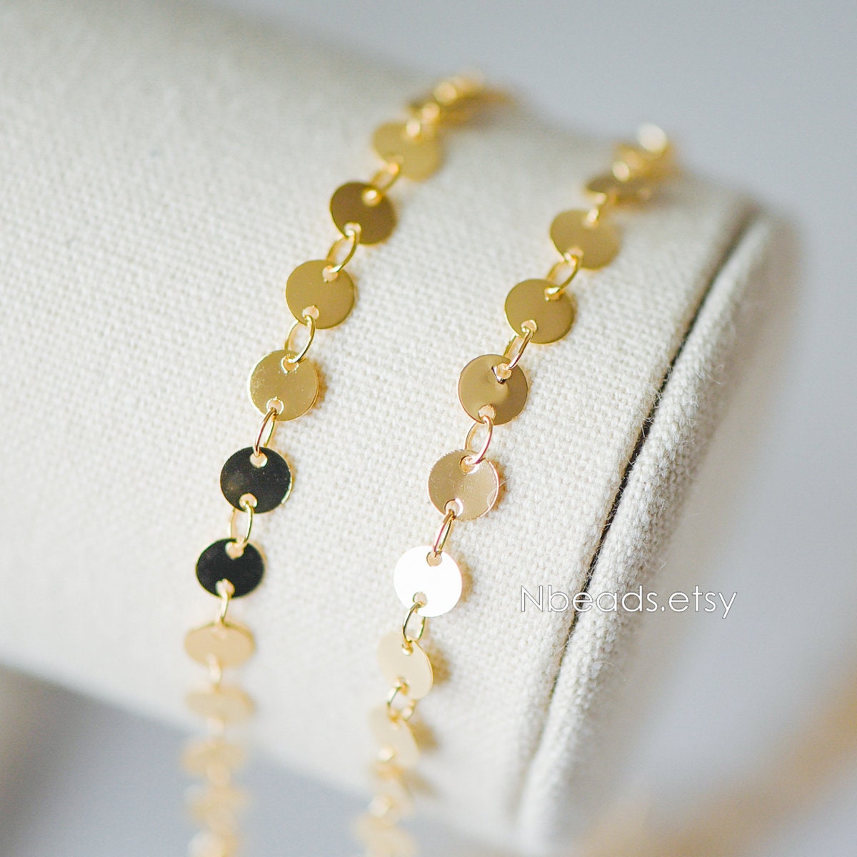 Gold/ Silver tone Round Disc Chains 4mm/ 5mm, Handmade Disk Geometric Chain (#LK-154)/ 1 Meter=3.3 feet