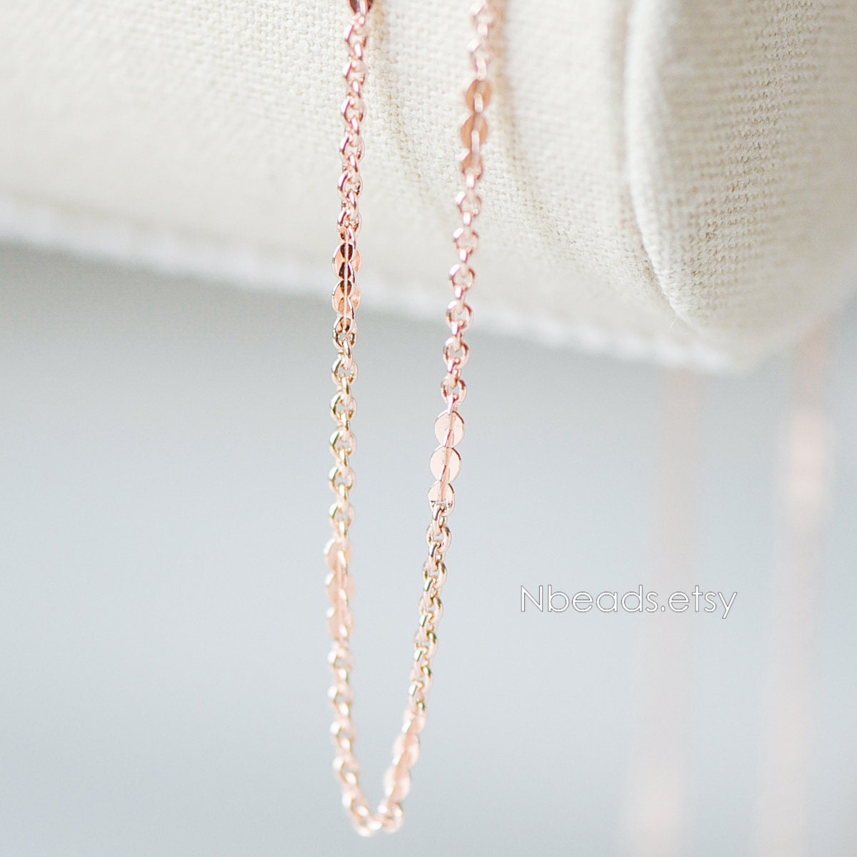 Rose Gold Oval Cable Chains, Real Gold plated Brass Designer Chain, 1.2/ 2.2mm Thin Decorative Chains (#LK-157)/ 1 meter