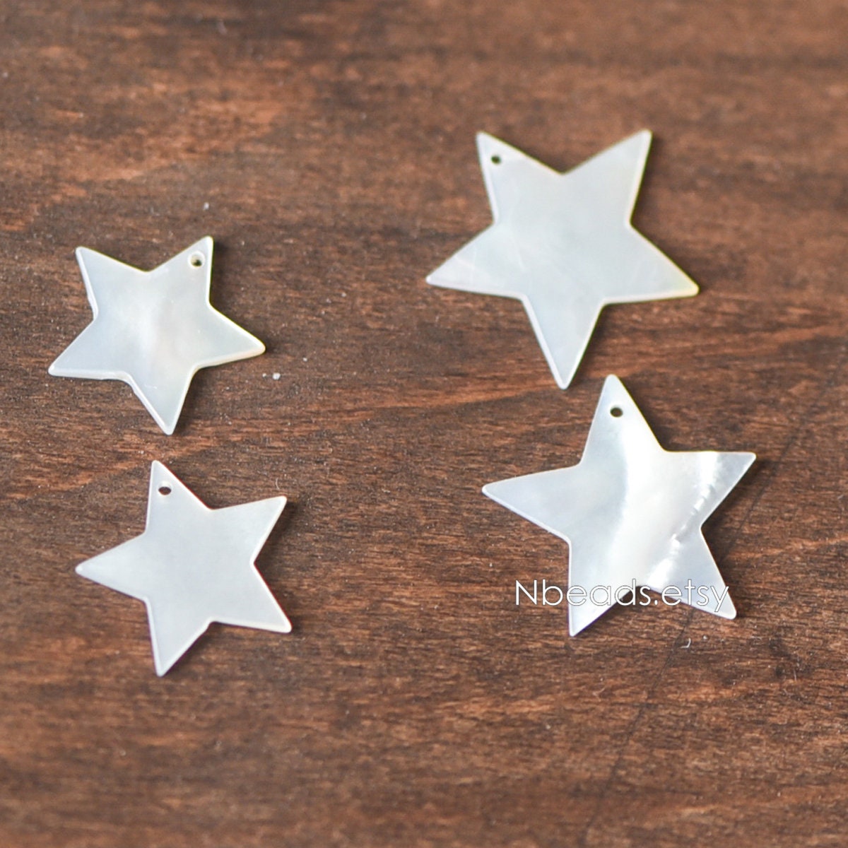 10pcs White Mother of Pearl Shell Star Charm Pendants 13/ 18/ 24mm (#V1317)