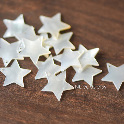 10pcs White Mother of Pearl Shell Star Charm Pendants 13/ 18/ 24mm (#V1317)