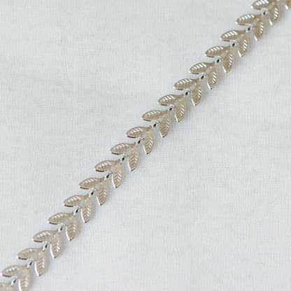 Gold/ Silver plated Brass Leaf Chain, 6.3mm Designer Herringbone Chain (#LK-153)/ 1 Meter=3.3ft