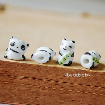 10pcs Ceramic Panda beads, Kawaii Porcelain Panda, Lovely Animal Beads -(TC-137)
