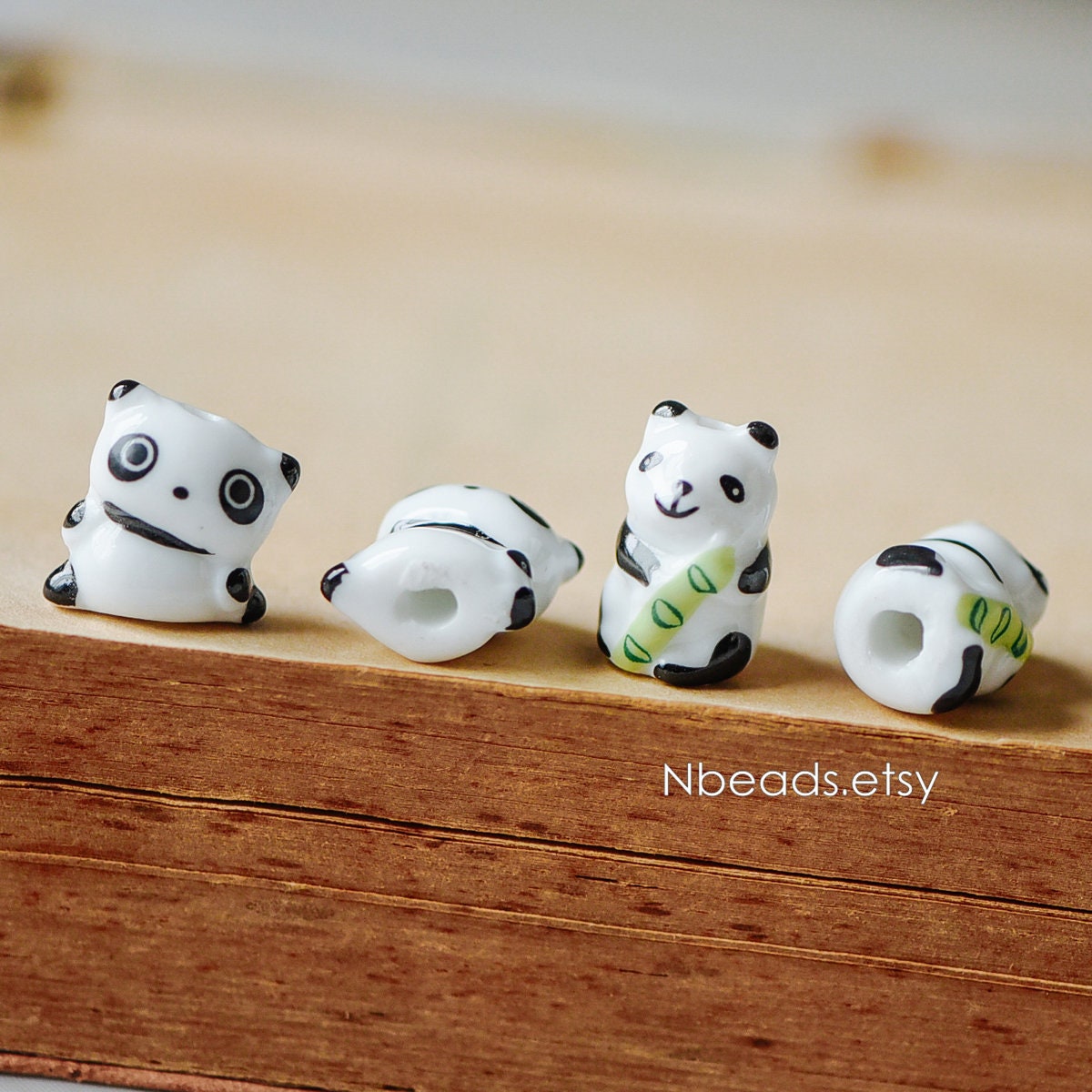 10pcs Ceramic Panda beads, Kawaii Porcelain Panda, Lovely Animal Beads -(TC-137)