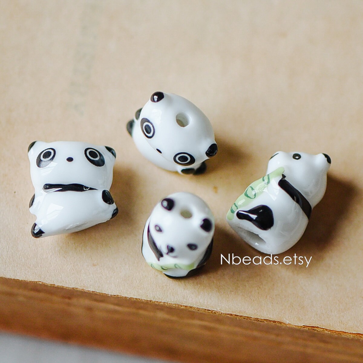 10pcs Ceramic Panda beads, Kawaii Porcelain Panda, Lovely Animal Beads -(TC-137)