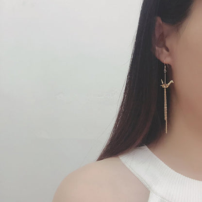 10pcs Origami Paper Crane Charms, Real Gold plated Brass Bird Beads 14/24mm, with A Hole Drilled Through (GB-072)