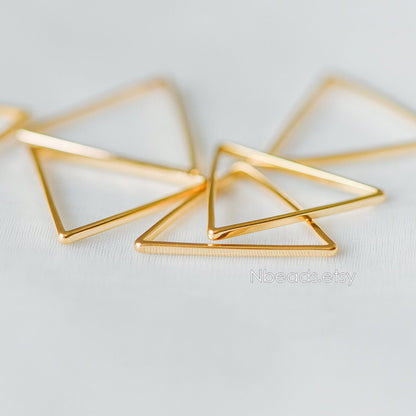 10pcs Gold/ Silver Tone Triangle Link Charms, Side Length 20mm, Gold/ Rhodium plated Brass Geometric Connector Pendants (GB-294)