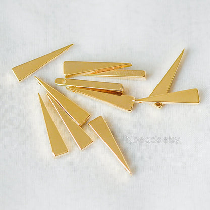 10pcs Gold Long Triangle Bar Charms 22mm, Gold plated Brass Stick Pendants (GB-299)