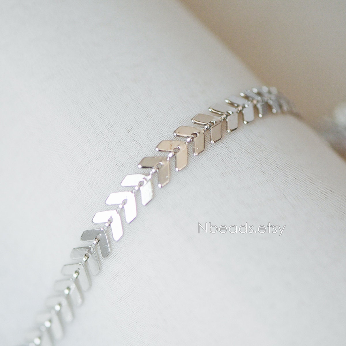 Gold/ Silver/ Rose Gold Flat Chevron Chain 6.3mm, Real Gold/ Rhodium plated Brass, Decorative Herringbone Arrow Chain (#LK-156)/ 1 Meter