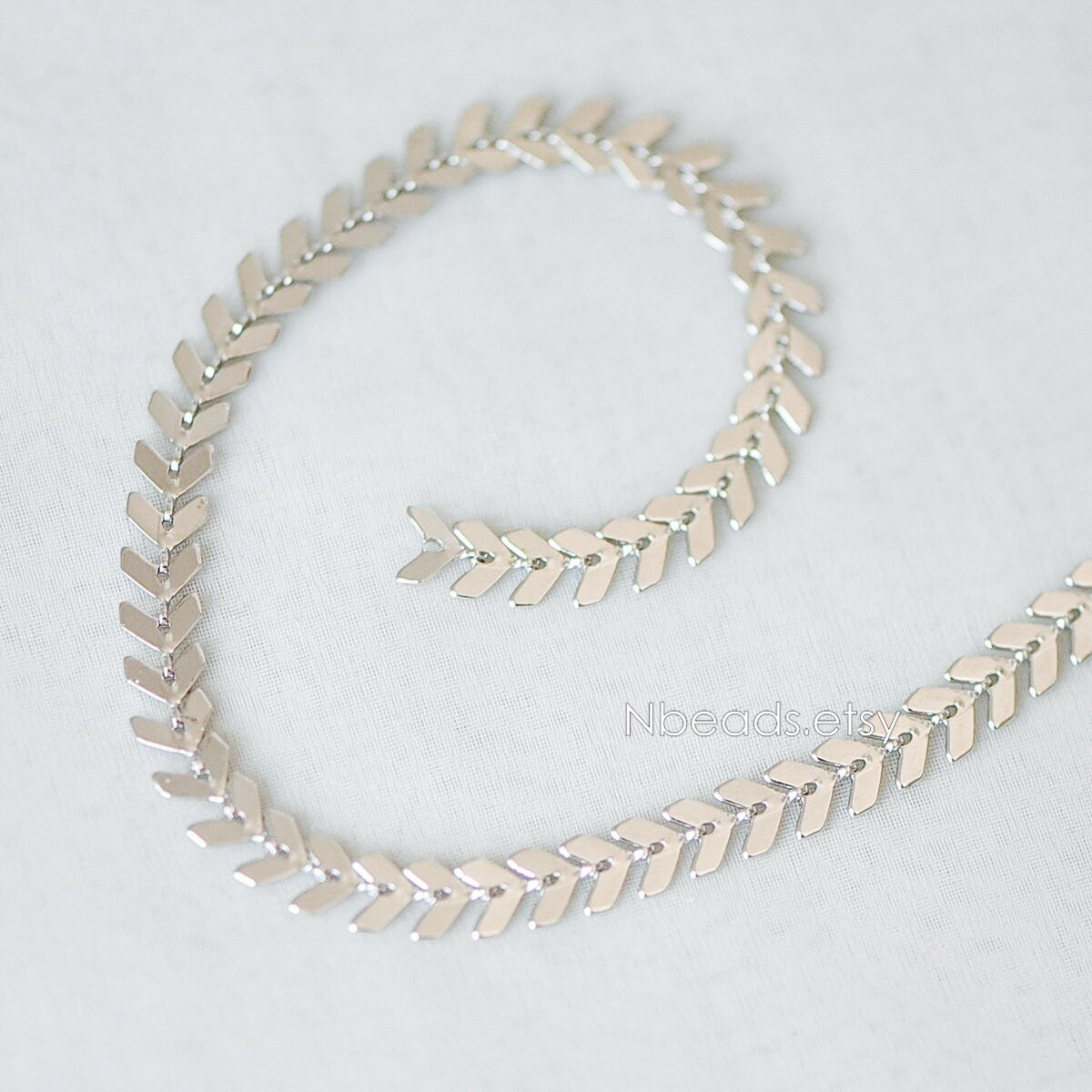 Gold/ Silver/ Rose Gold Flat Chevron Chain 6.3mm, Real Gold/ Rhodium plated Brass, Decorative Herringbone Arrow Chain (#LK-156)/ 1 Meter