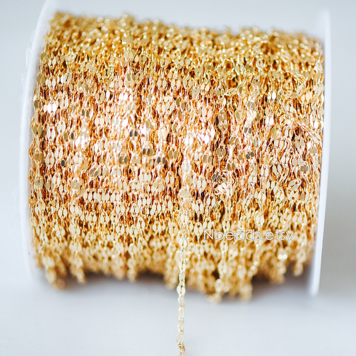 Gold Flat Cable Chains 1.6/ 2.1/ 2.3mm, 18K Gold plated Brass, Dainty Oval Linked Chains (#LK-163)/ 1 Meter=3.3 ft