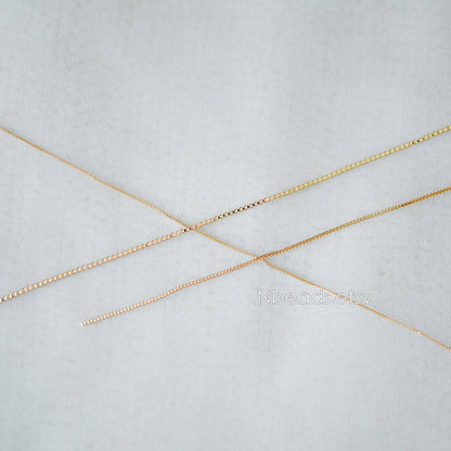 Gold plated Brass Box Chains, 0.7/ 0.8/ 0.9/ 1mm Thin, Color Not Easily Tarnish (#LK-166)/ 1 Meter=3.3 ft