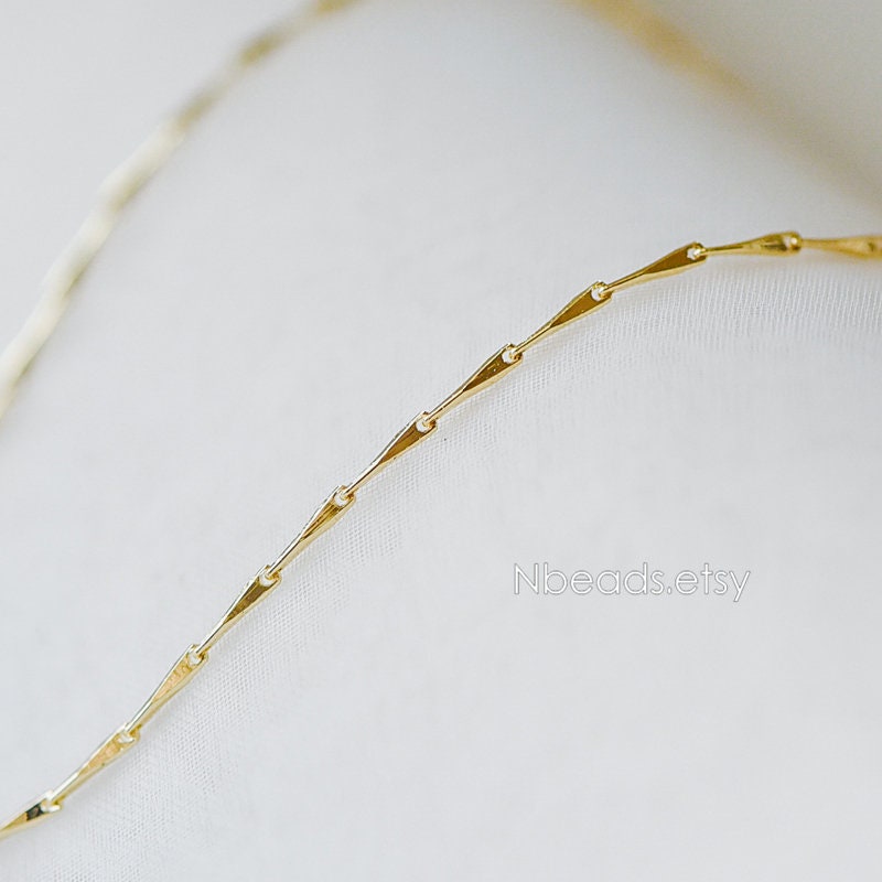 Gold plated Brass Bar Chain 1.2/ 1.3mm Thin, Color Not Easily Tarnish, Lead Nickel Free (#LK-167)/ 1 Meter=3.3 ft