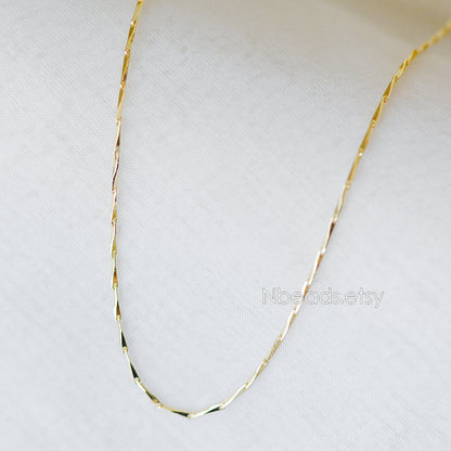 Gold plated Brass Bar Chain 1.2/ 1.3mm Thin, Color Not Easily Tarnish, Lead Nickel Free (#LK-167)/ 1 Meter=3.3 ft