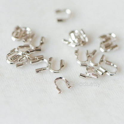 50pcs Gold/ Silver tone Wire Guardians 4.5mm, Gold/ Rhodium Plated Brass Thread Protectors (GB-092)