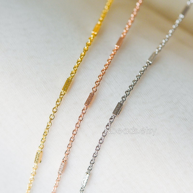 Gold/ Silver/ Rose Gold Cable Chains with Square Tube, Real Gold/ Rhodium plated Brass Designer Chain (#LK-176)/ 1 Meter=3.3 ft