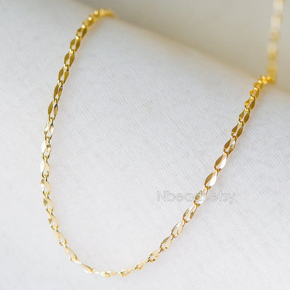 Gold/ Rhodium plated Brass Double Bar Linked Chains 2mm, Color Color Not Easily Tarnish (#LK-178)/ 1 Meter=3.3 ft