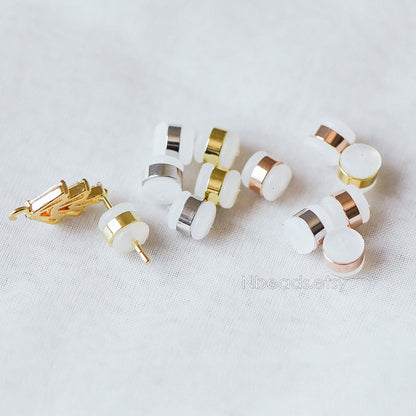 20pcs Rubber Ear Nuts, Earring Back Stoppers 5.5mm, Gold/ Silver/ Rose Gold, Earring Component Findings (#GB-651-B)