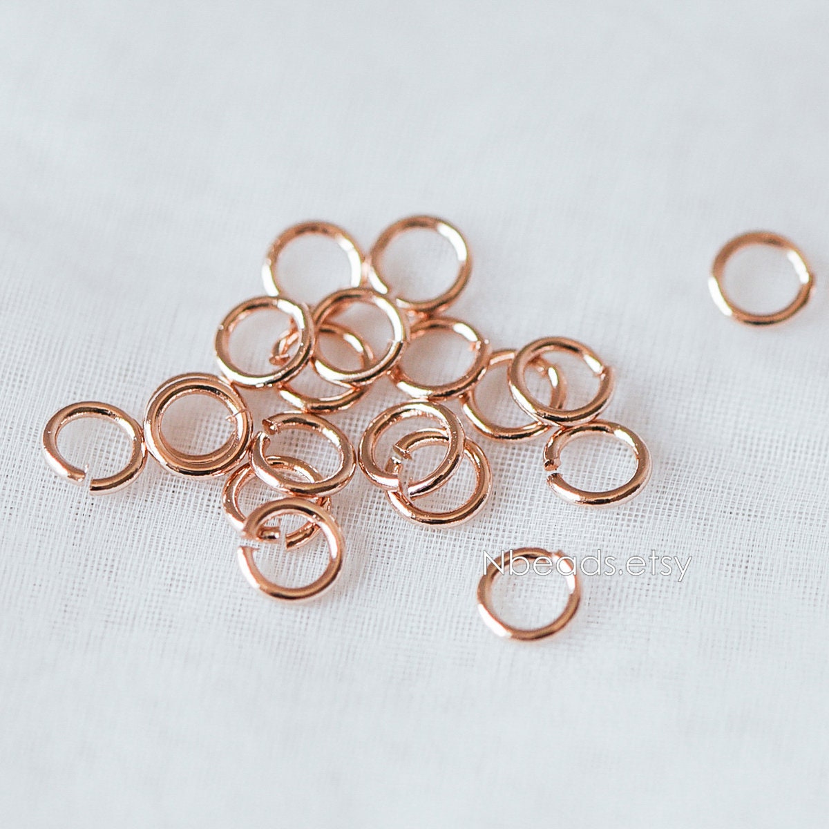 100pcs Rose Gold plated Brass Open Jump Rings, 4x0.7mm/ 5x0.8mm/ 6x0.7mm(20-21 Gauge), Multi Size Split Jump Rings Wholesale (GB-340)